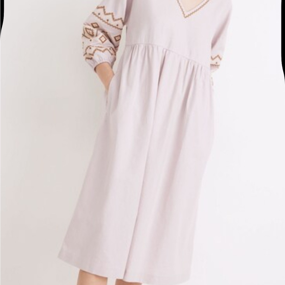 GUC Madewell Embroidered-Sleeve Midi Dress